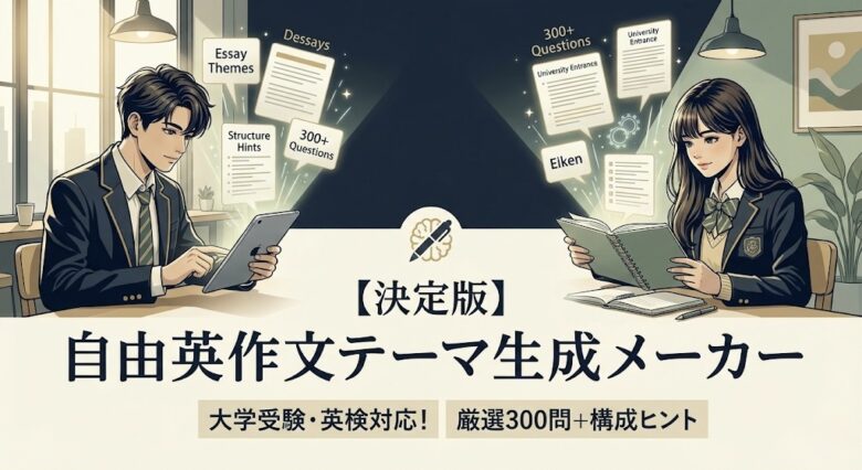 【決定版】大学受験・英検対応！自由英作文テーマ生成メーカー｜厳選300問＋構成ヒント