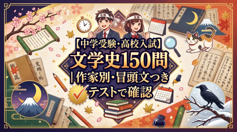 【中学受験・高校入試】文学史150問|作家別・冒頭文つき テストで確認