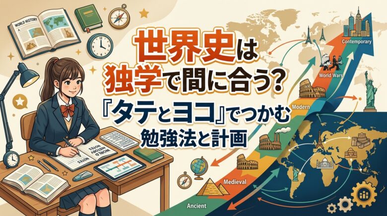 世界史は独学で間に合う?「タテとヨコ」でつかむ勉強法と計画【塾講師が解説】