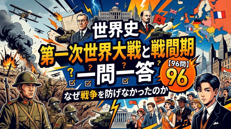 世界史 第一次世界大戦と戦間期の一問一答【96問】なぜ戦争を防げなかったのか