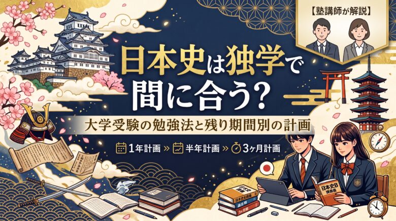 日本史は独学で間に合う？大学受験の勉強法と残り期間別の計画【塾講師が解説】