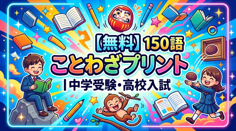 【無料】ことわざプリント150語|中学受験・高校入試 空欄補充・対義つき