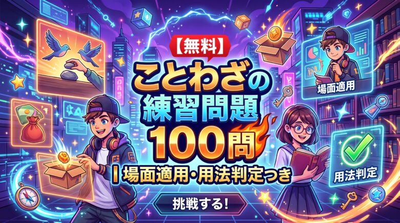 【無料】ことわざの練習問題100問|場面適用・用法判定つき 解説で誤答も