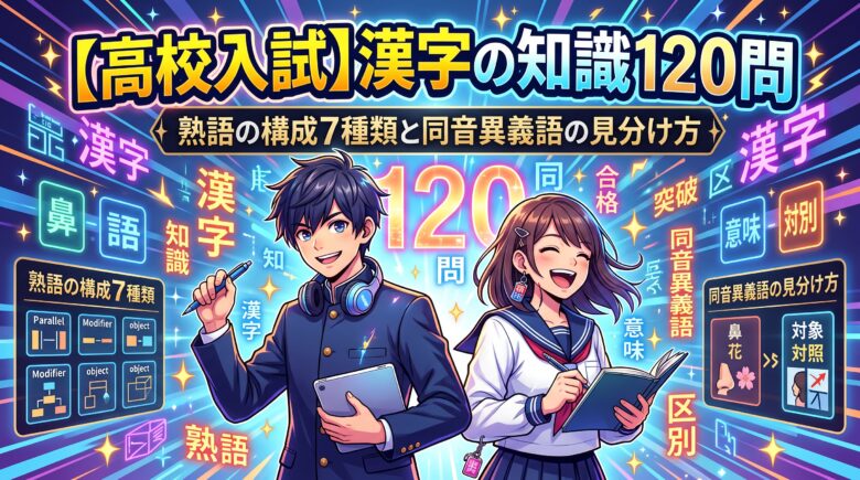 【高校入試】漢字の知識120問|熟語の構成7種類と同音異義語の見分け方