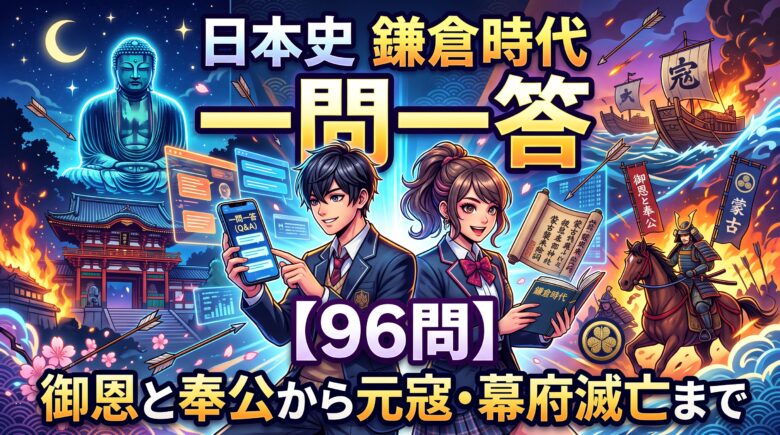 日本史 鎌倉時代の一問一答【96問】御恩と奉公から元寇・幕府滅亡まで
