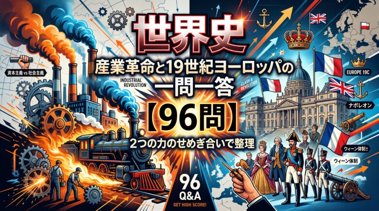 世界史 産業革命と19世紀ヨーロッパの一問一答【96問】2つの力のせめぎ合いで整理