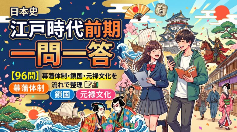 日本史 江戸時代前期の一問一答【96問】幕藩体制・鎖国・元禄文化を流れで整理