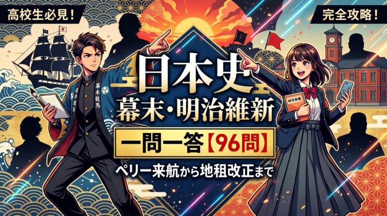 日本史 幕末・明治維新の一問一答【96問】ペリー来航から地租改正まで