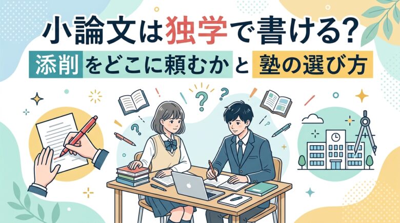 小論文は独学で書ける？添削をどこに頼むかと塾の選び方【塾講師が解説】