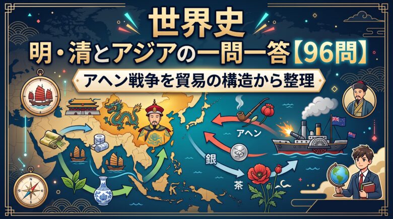 世界史 明・清とアジアの一問一答【96問】アヘン戦争を貿易の構造から整理