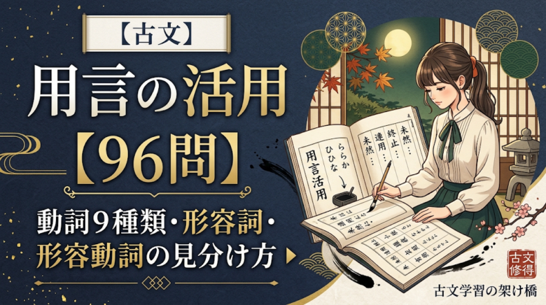 古文 用言の活用【96問】動詞9種類・形容詞・形容動詞の見分け方