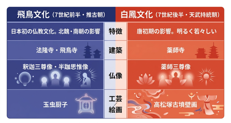 飛鳥文化と白鳳文化の違い