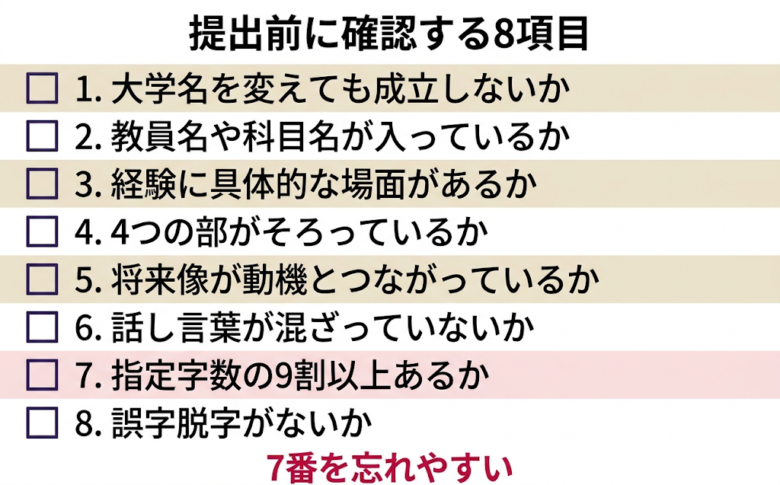 提出前のチェックリスト