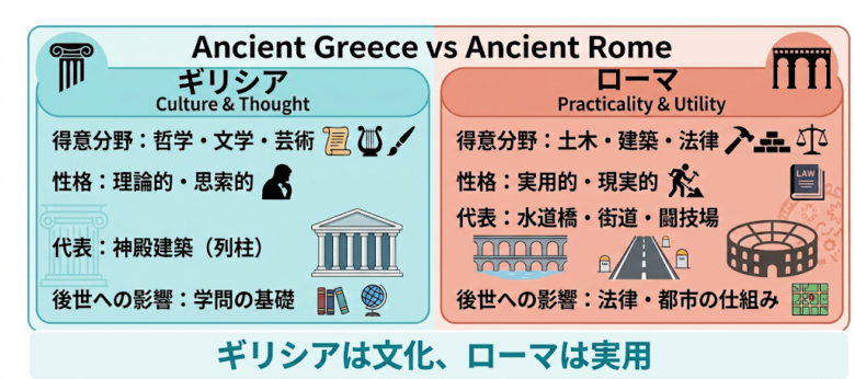 ギリシアとローマの文化の違い