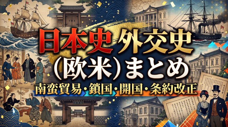 日本史 外交史(欧米)まとめ|南蛮貿易・鎖国・開国・条約改正