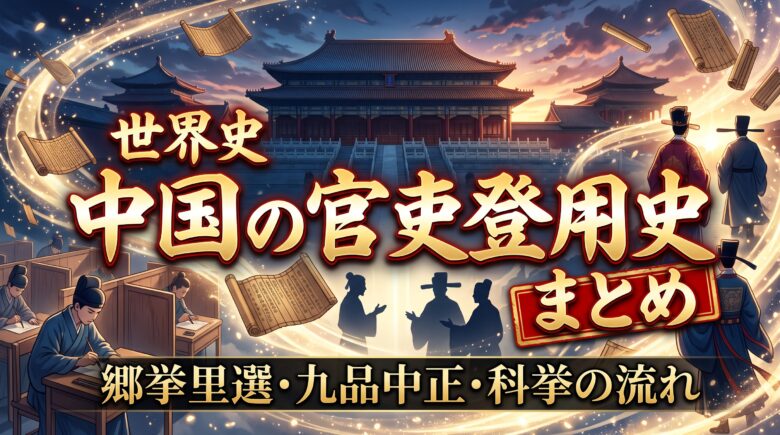世界史 中国の官吏登用史まとめ｜郷挙里選・九品中正・科挙の流れ