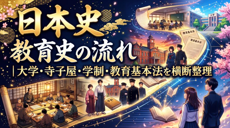 日本史 教育史の流れ｜大学・寺子屋・学制・教育基本法を横断整理