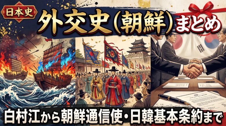 日本史 外交史（朝鮮）まとめ｜白村江から朝鮮通信使・日韓基本条約まで