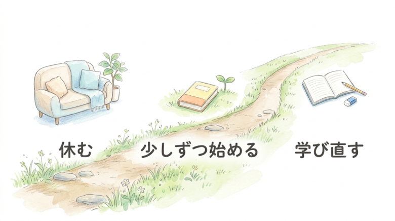 家庭学習は「休む・少しずつ始める・学び直す」の3つの時期で考える