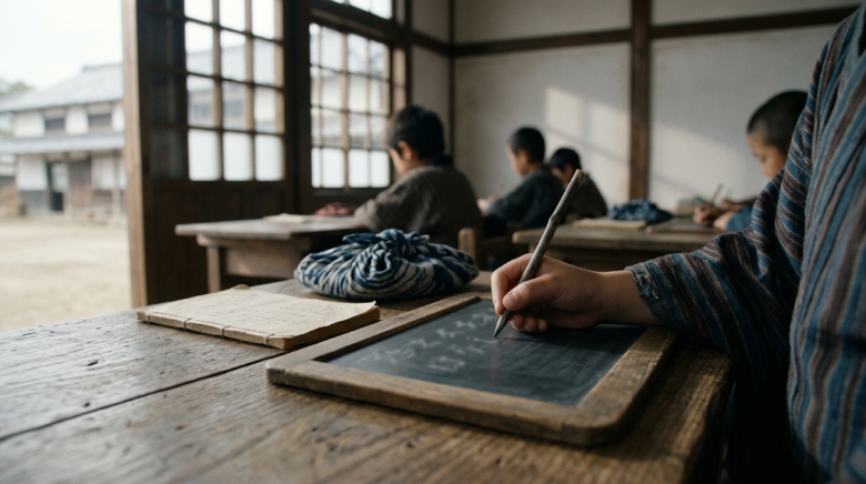 学制の公布で各地に小学校がつくられ、子どもたちは新しい教室で学びはじめました
