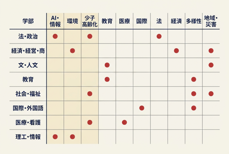 学部と分野の２方向